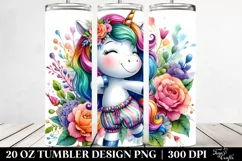 Smiling Cute Unicorn Drawing | 20 oz Tumbler Product Image 2
