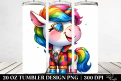 Smiling Cute Unicorn Drawing | 20 oz Tumbler Product Image 2