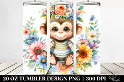 20 Oz Tumbler Sublimation | Cute Smiling Baby Monkey Product Image 2
