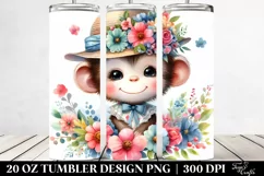 20 Oz Tumbler Sublimation | Cute Smiling Baby Monkey Product Image 2