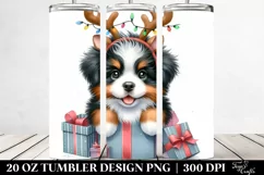 Adorable Bernese Mountain Dog with Reindeer Horns PNG Product Image 2