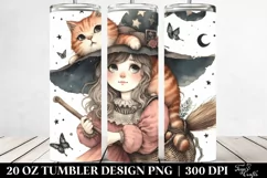 Vintage Quirky Witch Washed Watercolor | 20 oz Tumbler Product Image 2