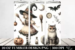 Vintage Quirky Witch Washed Watercolor | 20 oz Tumbler Product Image 2