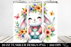 20 Oz Tumbler Sublimation | Colorful Whimsical Bunny with Product Image 2