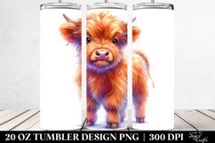 Cute Baby Highland Cow Drawing | 20 oz Tumbler Product Image 2