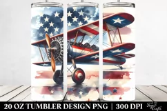 Watercolor Vintage Biplane with Stars | 20 oz Tumbler Product Image 2
