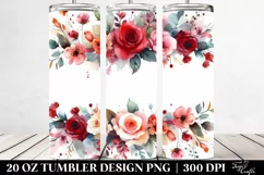 Colorful Red Roses in Frame, Transparent 20 Oz Tumbler Product Image 2