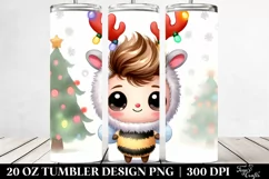 Expressive Watercolor Bee in Santa Hat PNG Product Image 2