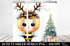 Expressive Watercolor Bee in Santa Hat PNG Product Image 2