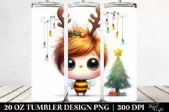 Expressive Watercolor Bee in Santa Hat PNG Product Image 2