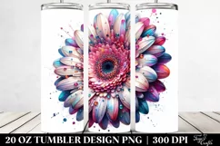 Detailed Vibrant Pastel Shiny Gerbera Tumbler Product Image 2