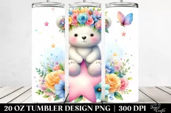 Pastel Bear with Flower Crown 20 Oz Tumbler Product Image 2