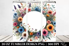 Watercolor Flowers Oval Frame | 20 oz Tumbler Product Image 2