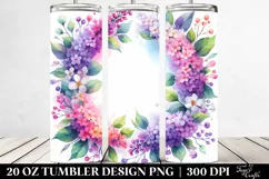 20 Oz Tumbler Sublimation | Colorful Lilac Watercolor Frame Product Image 2