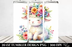 Cute Cartoon-Style Lamb on Flower with Flower Crown 20 Oz Product Image 2