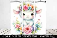 Pastel Lamb with Flower Crown 20 Oz Tumbler Product Image 2