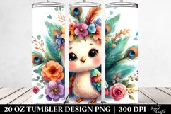 Small Watercolor Colorful Baby Peacock | 20 Oz Tumbler Product Image 2