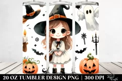 Simple Funny Witch Haloween Clipart, Watercolor Style 20 Oz Product Image 2