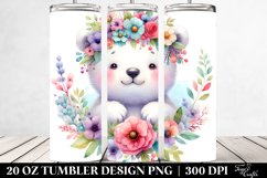 20 Oz Tumbler Sublimation | Colorful Baby Polar Bear with Product Image 2