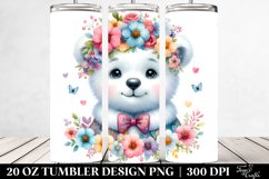 20 Oz Tumbler Sublimation | Colorful Baby Polar Bear with Product Image 2