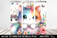 Whimsical Cute Cat Illustration 20 Oz Tumbler Product Image 2