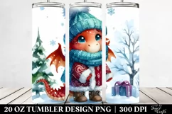 Cute Watercolor Winter Dragon Clipart Product Image 2