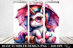 Colorful Baby Unicorn with Umbrella, Transparent PNG Product Image 2