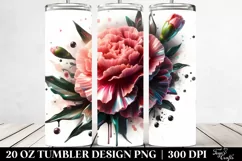20 Oz Tumbler Sublimation | Carnation with Watercolor Product Image 2