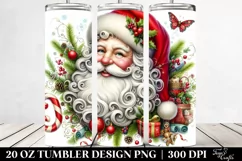 Whimsical Santa Portrait Clipart, Transparent 20 Oz Tumbler Product Image 2