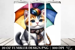 Cute Cat Watercolor 20 Oz Tumbler Product Image 2