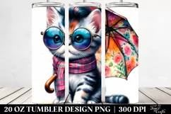 Cute Cat Watercolor 20 Oz Tumbler Product Image 2