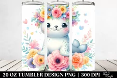 Pastel Seal with Flower Crown 20 Oz Tumbler Product Image 2