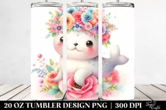 Vibrant Seal with Flower Crown, 20 Oz Tumbler Product Image 2