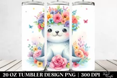 Pastel Seal with Flower Crown 20 Oz Tumbler Product Image 2