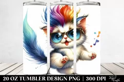 Playful Jumping Baby Cat with Watercolor Design | 20 oz Product Image 2