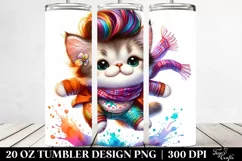 Playful Jumping Baby Cat with Watercolor Design | 20 oz Product Image 2