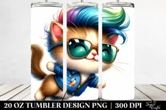 Playful Jumping Baby Cat with Watercolor Design | 20 oz Product Image 2