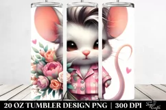 Proud Baby Mouse with Flower Bouquet, Transparent PNG Product Image 2