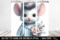 Proud Baby Mouse with Flower Bouquet, Transparent PNG Product Image 2