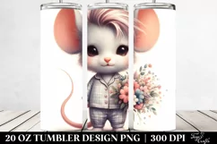 Proud Baby Mouse with Flower Bouquet, Transparent PNG Product Image 2