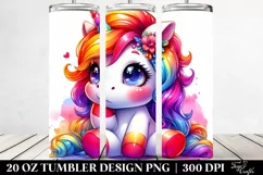 Cute Unicorn Sitting Funny Watercolor Drawing | 20 oz Product Image 2