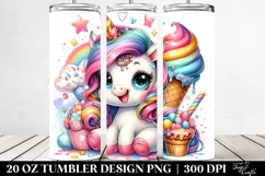 Cute Funny Unicorn Watercolor Drawing | 20 oz Tumbler Product Image 2
