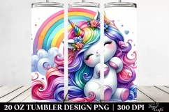 Cute Funny Unicorn Watercolor Drawing | 20 oz Tumbler Product Image 2