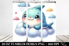 Cute Baby Shark with Cloud 20 Oz Tumbler Product Image 2