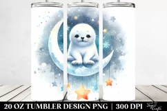 Vibrant Baby Seal on Moon with Snowflakes | 20 oz Tumbler Product Image 2