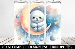 Vibrant Baby Seal on Moon with Snowflakes | 20 oz Tumbler Product Image 2