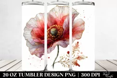 20 Oz Tumbler Sublimation | Detailed Material Floral Poppy Product Image 2