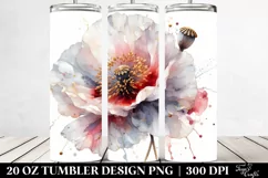 20 Oz Tumbler Sublimation | Detailed Material Floral Poppy Product Image 2