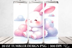 20 Oz Tumbler Sublimation | Colorful Cute Baby Rabbit Product Image 2