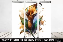 20 Oz Tumbler Sublimation | Wooden Material Calla Lily Product Image 2